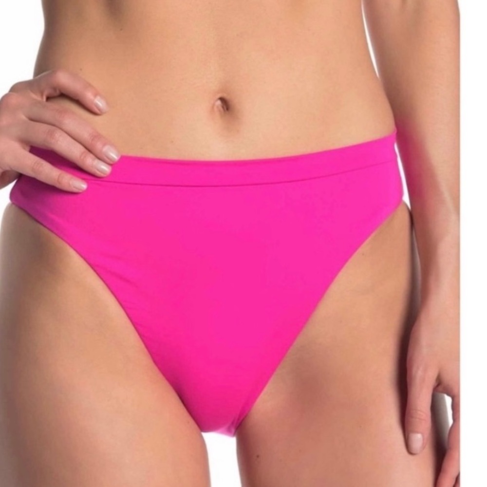Becca High Waist Bikini Bottom in Hot Pink